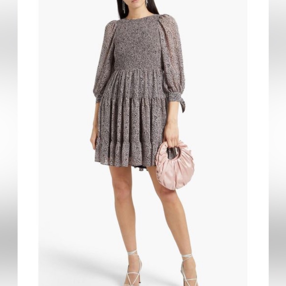 CINQ À SEPT Annabelle open-back printed crepe de chine mini dress - Picture 5 of 14